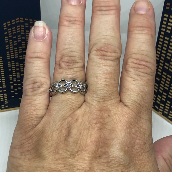 .925 Open Weave with CZs Ring - Picture 7 of 7